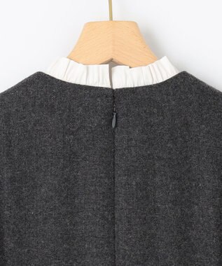 組曲 【2WAY】ラメフラノ フリル襟ワンピース チャコールグレー系