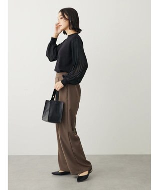 Green Parks プリーツ袖ニットプルオーバー Black