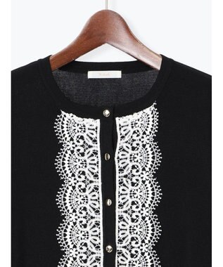 Te chichi フロントレースクルーネックカーディガン ブラック