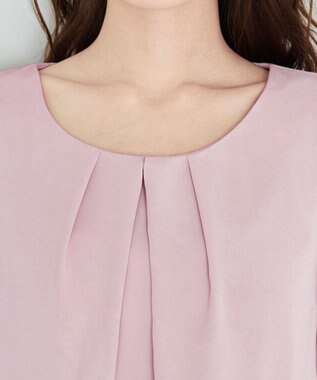 Tiaclasse 【洗える】リボン付きタックフレア袖ブラウス ピンク