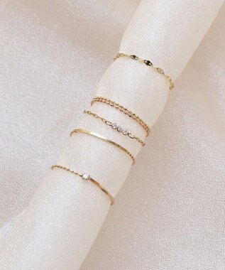 Phoebe 【K10】プレートビジューチェーンリング　ゴールド　3号/11号/13号 ゴールド