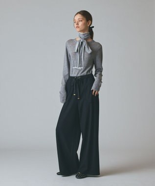 GRACE CONTINENTAL ボウ付ニットトップ グレー