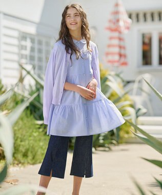 組曲 KIDS 【150-160㎝】ミラクルウェーブチュニック ワンピース アイリス系