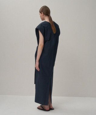 ATON COTTON BROAD | フレンチスリーブドレス NAVY