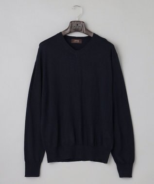 GOTAIRIKU 【ベーシックニット】ハイゲージＶネック ニット ネイビー系
