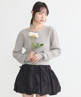 earth music&ecology ミニケーブルコンパクトカーディガン Light Gray