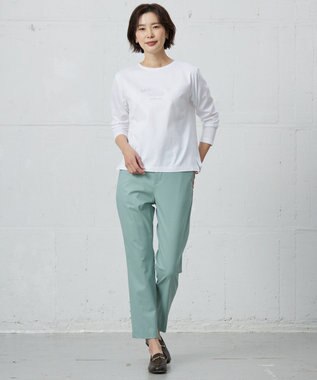 J.PRESS LADIES 【セットアップ対応・洗える】セルロースリネンストレッチ テーパード パンツ ミント系