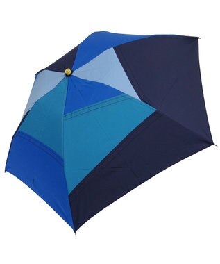 +RING 【限定/日本製】レディース向け パッチワーク プラスリング 折傘50cm BLU SR318