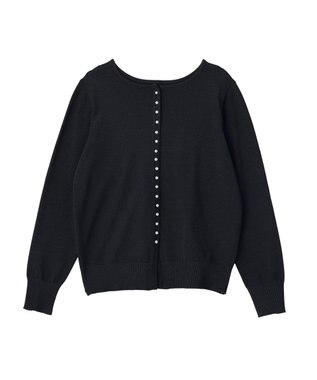 Green Parks パール調ボタン付き２ＷＡＹニットプルオーバー Black