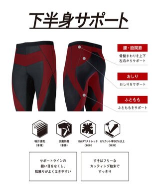 CW-X 【MEN】 CW-X メンズ スポーツタイツ ハーフ(ひざ上丈) 下半身サポート(股関節・腰・おしり・ふともも) マラソン 球技 HZO695 /ワコール ブラック
