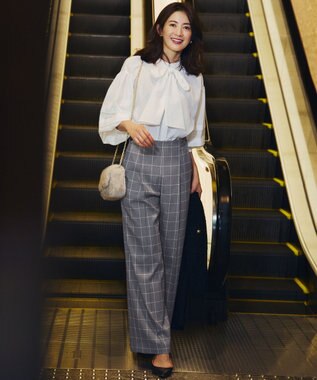 23区 フェイクファー ショルダーバッグ ライトグレー系