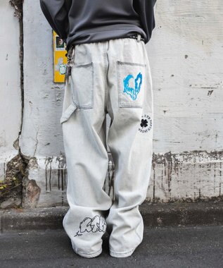 WEGO グラフィックデニムパンツ グレー