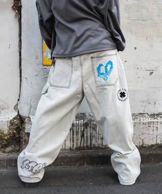 WEGO グラフィックデニムパンツ グレー