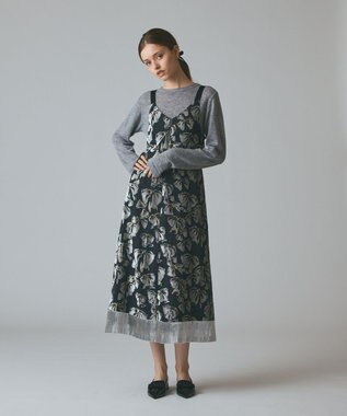 GRACE CONTINENTAL ボウ付ニットトップ グレー