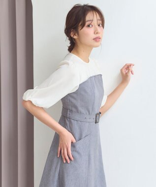 Feroux ドッキング風ワンピース ライトグレー系