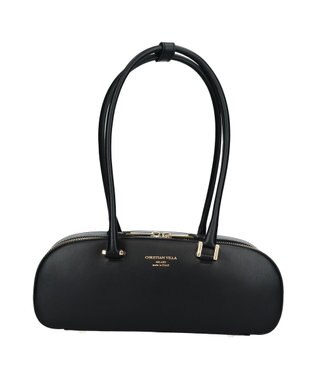 INTER-CHAUSSURES 【CHRISTIAN VILLA】レザーワイドスモールショルダーバッグ ブラック
