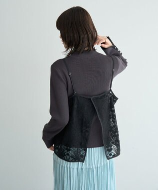 YECCA VECCA 【2点SET】刺繍レースキャミセットハイネックニット Charcoal Gray
