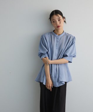 Green Parks ２ＷＡＹボウタイバルーンスリーブブラウス Sax