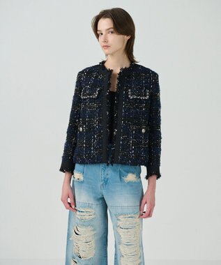  ビジューラインツイードジャケット