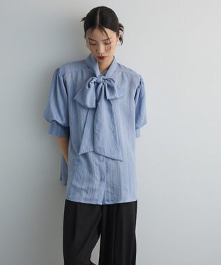 Green Parks ２ＷＡＹボウタイバルーンスリーブブラウス Sax