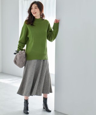 ANY 【6色展開】ラムウールハイネックニット グリーン