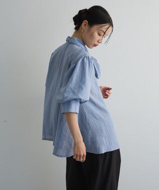 Green Parks ２ＷＡＹボウタイバルーンスリーブブラウス Sax