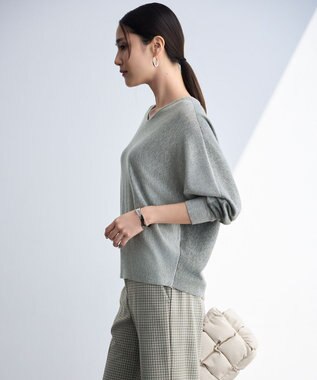 自由区 L 【カタログ掲載】ファインウールカシミヤドルマンシルエット ニット グレー系