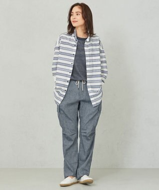 JOSEPH ABBOUD MOUNTAIN 【SPACE／UNISEX】リヨセルリネンシャンブレー パンツ ブルー系