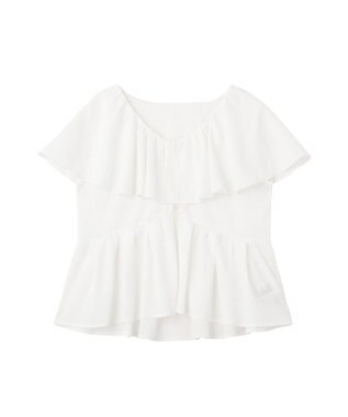 earth music&ecology ラッフルカラーペプラムカットブラウス Off White