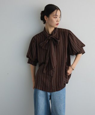 Green Parks ２ＷＡＹボウタイバルーンスリーブブラウス Brown