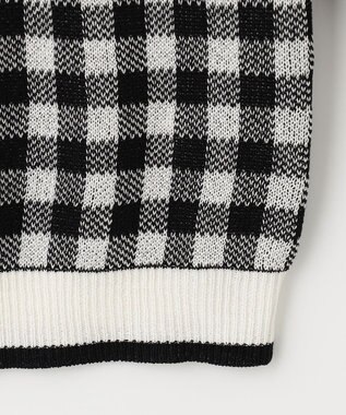 ANY KIDS ギンガム総柄ニット カーディガン ブラックギンガム