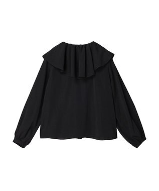 earth music&ecology ラッフルカラーブラウス Black