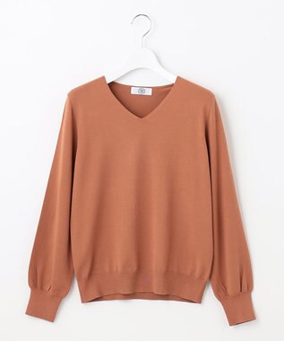 J.PRESS LADIES 【洗える】PRINCE Vネック ニット オレンジ系