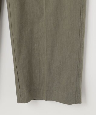 自由区 L 【洗える・ストレッチ素材】リネンヴィスコース ストレッチ カーゴパンツ カーキ系