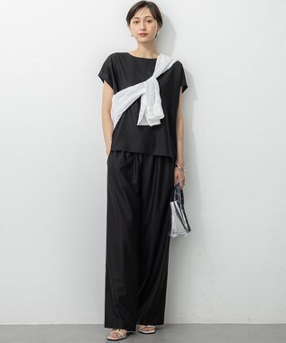 23区 S 【洗える】トリアセスラブストレッチ ワイド パンツ ブラック系