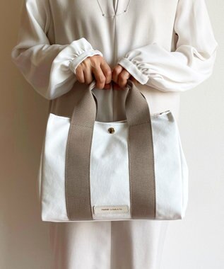 Hekhèr Le Style de Vie 新色追加【日本製 / 2WAY】PUコートコットンキャンバス トートバッグ medium ホワイト