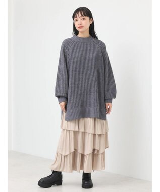 earth music&ecology マットモール片畦チュニック Dark Gray