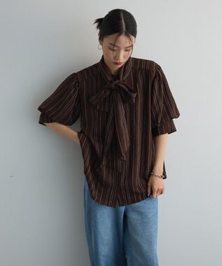 Green Parks ２ＷＡＹボウタイバルーンスリーブブラウス Brown