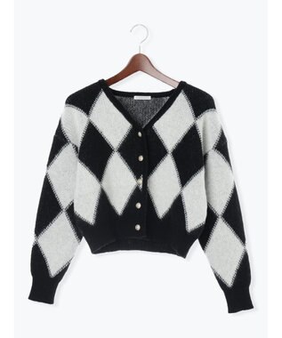Te chichi アーガイルジャガードVネックカーディガン オフホワイト