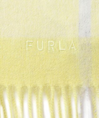 MOONBAT FURLA ウールブロックチェックラメストール/幅50cm レモンイエロー