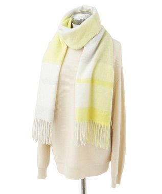 MOONBAT FURLA ウールブロックチェックラメストール/幅50cm レモンイエロー