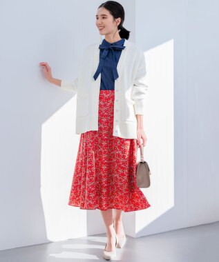 組曲 プランタンプリント フレアスカート レッド系5