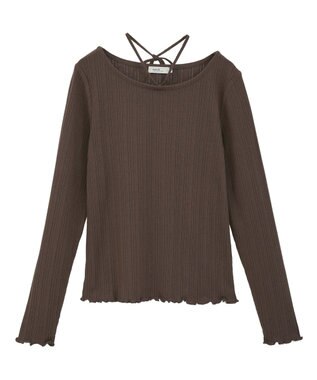 earth music&ecology チェーンリブホルターネックプルオーバー Brown