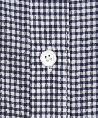 J.PRESS LADIES S 【洗える】アセVis ギンガム バンドカラー ピンタック ブラウス ネイビー系3