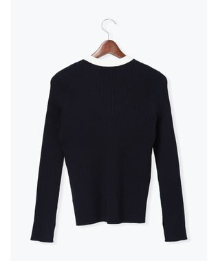 Te chichi リブVネックカーディガン ネイビー