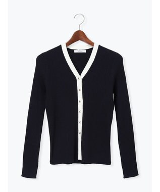 Te chichi リブVネックカーディガン ネイビー