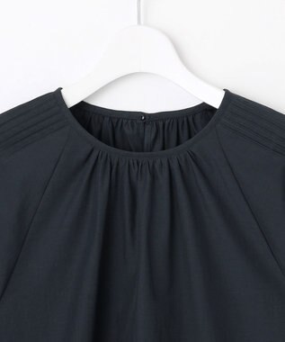 自由区 【カタログ掲載】シアーソフトシャンブレークロップド丈 ブラウス ネイビー