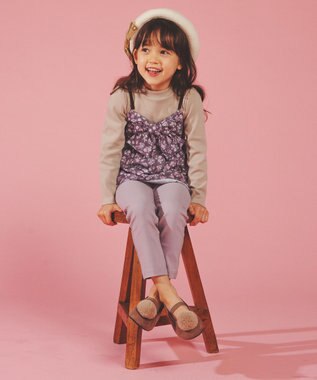 ANY KIDS ポンポン付きパンプス ラベンダー系