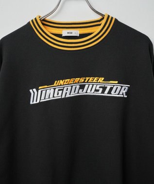 WEGO ヘビーウエイト刺繍バイカラープルオーバー ブラック