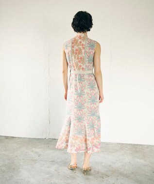 GRACE CONTINENTAL サラサストライププリントワンピース ベージュ